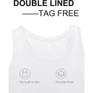 Women Crop <b>Top</b> Double Lined Workout Tank Slim Fit Racerback Athletic Shirt Solid Scoop Neck White Yoga <b>Top</b> - Product Image 3