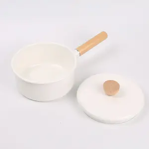 나무 손잡이 유도 가스 밥솥 내열 우유 냄비 일본 비 스틱 주방 용품 세트 에나멜 두꺼운 수프 냄비