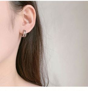 Pendientes de Aro de Plata de Ley 925 de Doble Capa, Color Negro Plateado, para Mujer y Hombre, Chapados en Rodio, Regalos para Bodas y Uso Diario - Product Image 4