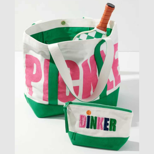Ensemble de sacs fourre-tout en coton de 20/7 pouces avec logo personnalisé, sacs de rangement d'épicerie brodés en vert pinky avec 2 pièces pour les voyages en plein air - Product Image 1