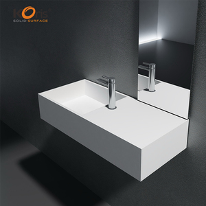 Lavabo de Baño de Diseño Moderno Koris OEM, Superficie Sólida Acrílica Blanca, Mueble de Baño de Lujo con Doble Lavabo - Product Image 5