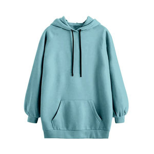 Sudadera con capucha informal para mujer de algodón 100% al por mayor, diseño de temporada de invierno con logotipo frontal impreso personalizado, cuello tejido con capucha - Product Image 1