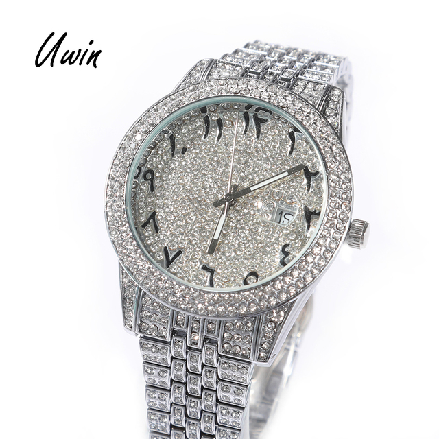 UWIN 2024 Hiphop Bling Bling Watches One Pieces MOQ Icy Watch for Men and Women Iced Out Rapper Wrist Watches