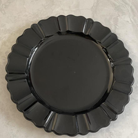Assiettes de présentation en plastique de 13 pouces, écologiques, personnalisées, à bordure dorée cannelée et gaufrée, pour mariages et réceptions, vente en gros