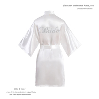 Peignoir de mariée luxueux en satin fin imitation soie brodé pierres chaudes, idéal pour l'été, pour femme