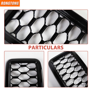 Carbon faser und Chrom Frontgrill Einsatz Mesh Ring Dekoration mit Netz für Jeep Grand Cherokee 2017-2020 - Product Image 5