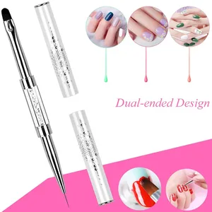 1 pinceau professionnel double-embout pour la construction et le design des ongles, stylo de traçage pour gel UV, extension d'ongles à la française, outils de nail art - Product Image 5