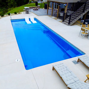 สระว่ายน้ำสำเร็จรูปทรงสี่เหลี่ยมผืนผ้าขนาด 12 เมตร สำหรับครอบครัว วัสดุไฟเบอร์กลาส คุณภาพระดับมืออาชีพ เหมาะสำหรับติดตั้งเหนือพื้นดิน ใช้ในสวนหรือบ้านพักตากอากาศ ขายส่ง - Product Image 1