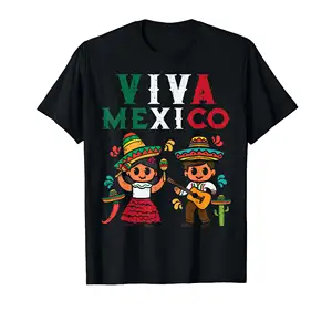 High Quality Wholesale Printed Oneck Cinco de Mayo Viva Mexico Flag Mexican Pride Gift Men's Work 100% Cotton Apparel T Shirts