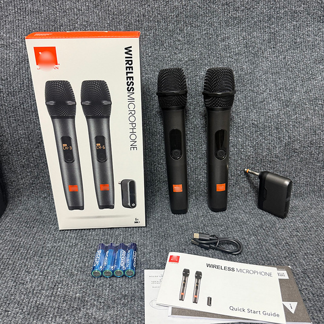 Wireless Microphone UHF Dual Channel Wireless Microphone System One Receiver Two Handheld Mics for PartyBox Karaoke Stage