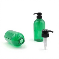 Bouteille pompe en plastique PET verte de 500 ml, flacon vide de luxe pour shampoing, gel douche, après-shampoing, savon liquide, avec logo personnalisé