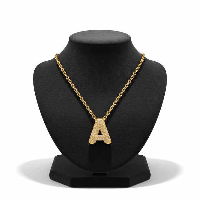 Fashion Jewelry Stainless Steel 26 Letters Initial Necklace Wholesale 18k Gold Plated Letter Pendant Hip Hop Jewelry