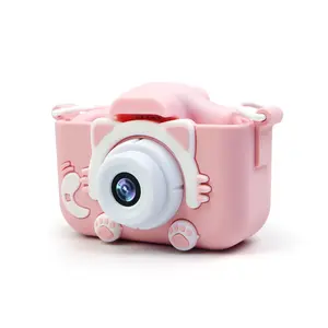 جديد البسيطة الوردي كاميرا غطاء من السيليكون الاطفال الرقمية لعبة الطفل ألعاب الفيديو كاميرا 1080P للماء هدايا