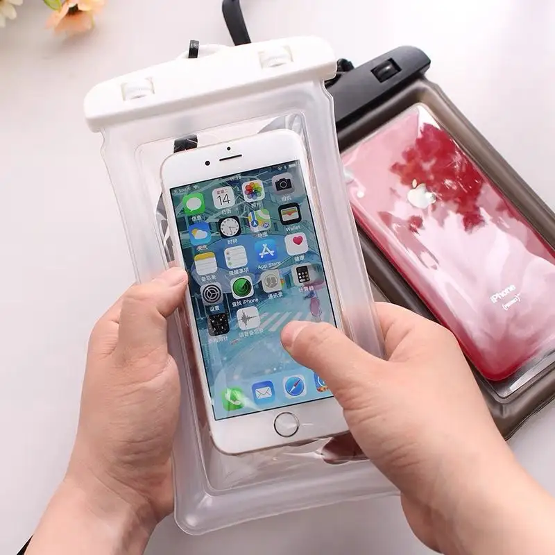 Claro impermeable teléfono caso Universal de PVC impermeable bolsas de teléfono móvil para el iPhone para Samsung
