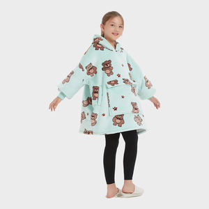 Vente chaude enfants adolescents livraison directe chaud <span class=keywords><strong>pull</strong></span> épais Sherpa polaire à capuche corail polaire à capuche couverture - Product Image 2