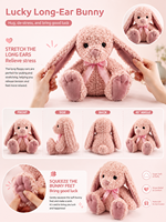 Boneka Kelinci Telinga Panjang Ultra Lembut dan Menenangkan, Isi Kapas PP, Desain Bordir, Boneka Isi Empuk yang Nyaman, Hadiah Valentine yang Luar Biasa