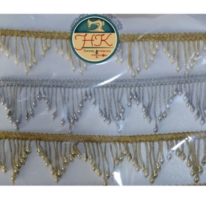 Encaje de Perlas de Diseño con Borde Decorativo para Saree, Dupatta, Blusa, Artesanía y Bordado - Product Image 1