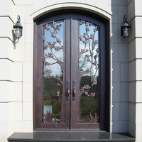 Porte d'entrée en fer forgé antique pour maison