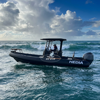 Bateau à rames en aluminium Hedia 7m, Rib 700, bateau de pêche de luxe à vendre, bateau pneumatique Hypalon haute vitesse