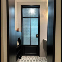 Porte de douche en gros pour l'Australie uniquement, avec cadre en aluminium et verre trempé, style rétro noir pour salle de bain et toilettes