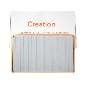 מחצלת אמבט אבן עם עץ במבוק לקצץ במהירות יבש מים דיאטומי מקלחת - Product Image 6