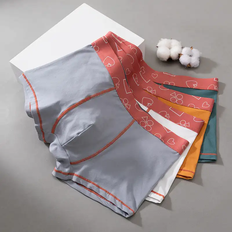 Hersteller Pure Cotton Trend Große Größe Atmungsaktive Mid-Waist Heart Print Top Herren Nahtlose Boxershorts