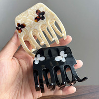 Pince à cheveux en acétate style coréen, motif floral délicat, simple et rétro, couleur unie, pinces requin personnalisées, pinces à cheveux féminines haut de gamme