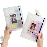 Reliure transparente A5 en PVC givré, album photo transparent pour étudiants, carnet de cartes, livre à feuilles mobiles, fournitures de rangement de documents de bureau