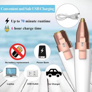 BZ-202B 2 in 1 <b>Mini</b> <b>Lipstick</b> Style Women Electric Hair Remover Nose Hair Trimmer Portable Facial Hair Removal Device - Product Image 5