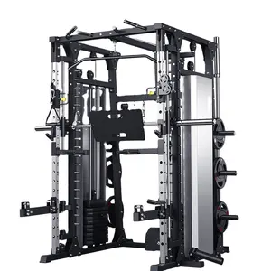 Smith Machine Smith Machine à bas prix, Cage d'alimentation multifonction avec barre Smith et deux systèmes de traction LAT