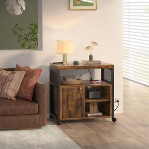 Iron Wood Filing <b>Cabinet</b> 3 Tier <b>Lockable</b> Storage Shelf Printer Stand Office Organizer - Product Image 3
