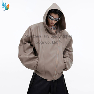 Giacca Invernale da Uomo Oversize a Doppio Strato con Cerniera in Pelle Vegana, Giacca Corta con Cappuccio Stile Highstreet - Product Image 5