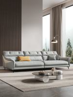 Canapé Chesterfield moderne Mu Fang trois places en cuir véritable avec rembourrage en mousse pour salle de sport, centre commercial, villa, appartement