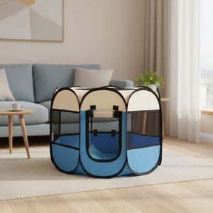 Parc <span class=keywords><strong>pour</strong></span> chiens et chats et cage, enclos <span class=keywords><strong>pour</strong></span> animaux de compagnie intérieur/extérieur, cadre en fer, matériau Oxford, boîte de transport pliable, emballage - Product Image 1