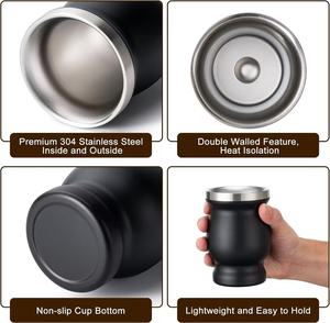 Tasse en acier inoxydable à double paroi isolée sous vide pour Yerba Maté, avec paille <span class=keywords><strong>plate</strong></span> et brosse de nettoyage, idéale pour les voyages - Vente en gros - Product Image 3