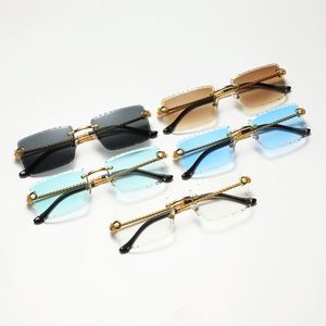 Rimless <b>Square</b> Metal High Quality Trendy Fashion <b>Sunglasses</b> 2024 UV400 Gold Clear Lenses Twist Mirror Legs - Product Image 4