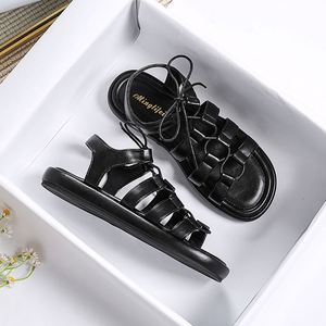Thick Sole Roman <b>Sandals</b> Women Summer 2026 New Retro Cross Strap Outer Wear <b>Flat</b> Beach Shoes Plus Size Women Shoes - Product Image 5