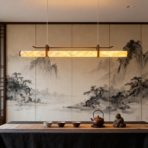 <span class=keywords><strong>Suspension</strong></span> linéaire moderne en marbre 120 cm, lampe de plafond LED dimmable pour salle à manger, îlot de <span class=keywords><strong>cuisine</strong></span>, finition bronze <span class=keywords><strong>rouge</strong></span> - Product Image 1