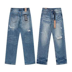 Jeans Denim HipHop <span class=keywords><strong>di</strong></span> Alta Qualità 100% Cotone, <span class=keywords><strong>Pantaloni</strong></span> da Uomo, Stile Y2K, Effetto Vissuto, Streetwear <span class=keywords><strong>di</strong></span> Lusso, Marca Designer Ksubiess - Product Image 4