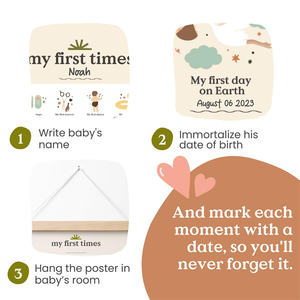 Baby Shower Nouveaux Parents Cadeau Affiche Mes Premières Fois Bébé Souvenir Nouveau-Né Souvenir Jalon Fête Mémoire Bébé Chambre Décorations - Product Image 5