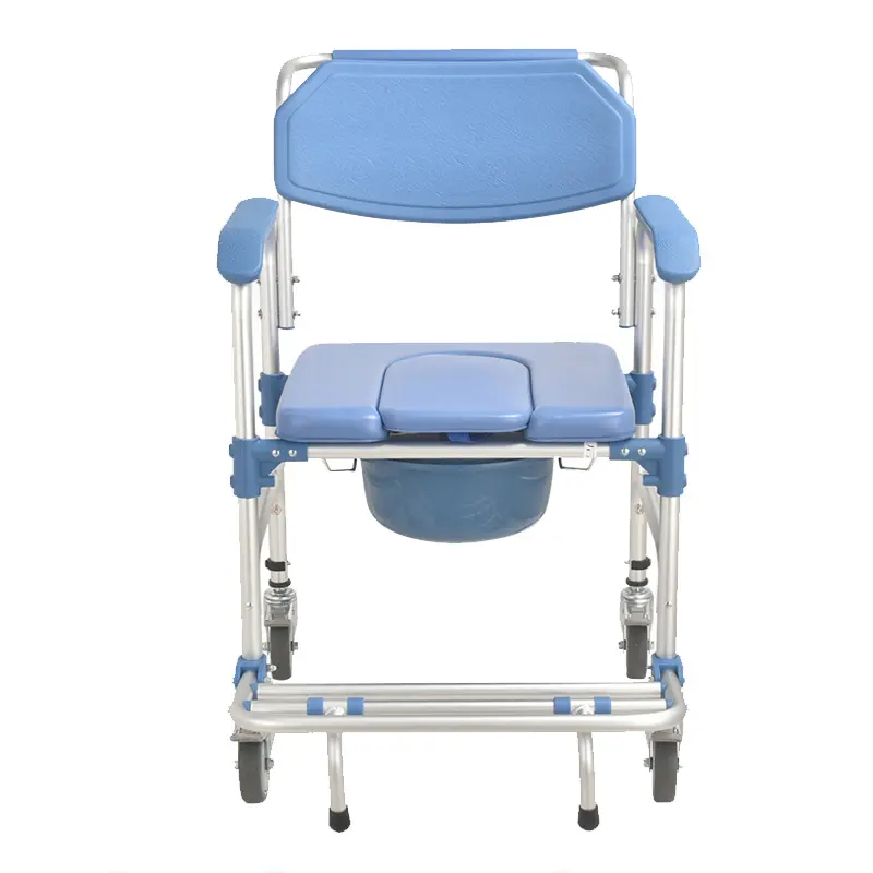 hospital high quality bedside bath bathroom rollator folding movable wheels elderly disabled plastic commode chair walker