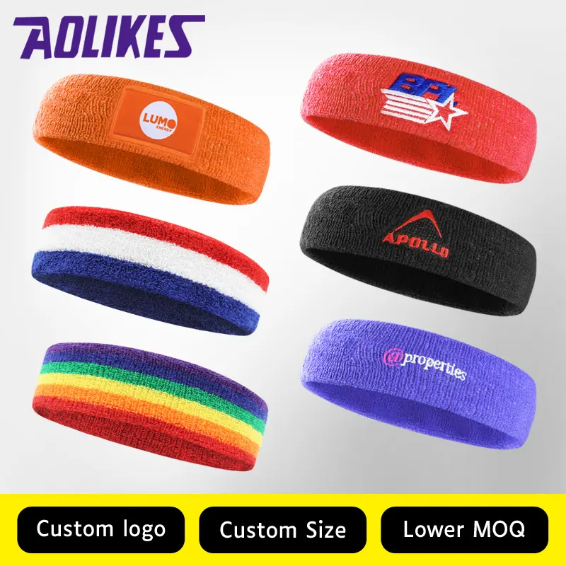 Aolikes 2106 moda esportiva multicolor fit compressão elástica colorido headband umidade wicking ampla headbands