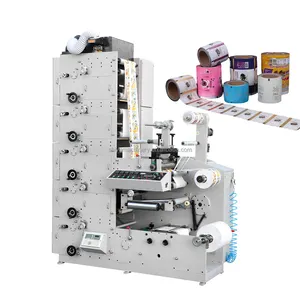 Impressora flexográfica de etiquetas de alta precisão, 4 5 cores, máquina de impressão flexográfica 320G com três estações de corte e vinco
