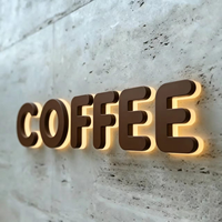 Enseigne personnalisée en lettres 3D rétroéclairées par LED, logo en acier inoxydable éclairé par halo, signalétique publicitaire écologique pour café, bar, entreprise