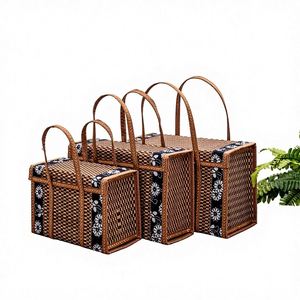 Bamboo Basket Hand-Held Woven Sausage Cured Meat New Year Goods <b>Large</b>-Size Packaging Fruit Eggs Hairy Crab Specialty <b>Gift</b> <b>Box</b> - Product Image 1