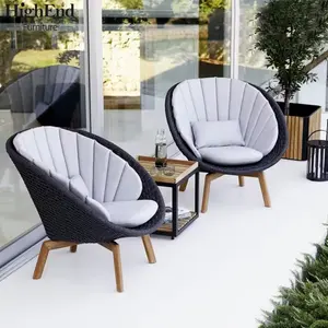 High-end Wholesale Courtyard Waterproof Relaxing Outdoor Garden Villa Furniture Part Lounge Cane Wicker Patio Sofa Rattan Chair