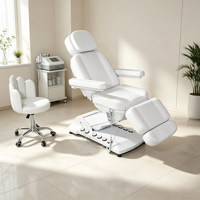 Lit de beauté chauffant électrique à 4 moteurs, fauteuil de traitement facial réglable, commande au pied, lit de massage électrique pour salon, spa, clinique