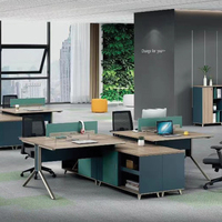 Meubles de bureau en gros pour espaces ouverts : Table de travail modulaire 2/4 places avec panneau de séparation à cadre métallique et tiroirs de rangement