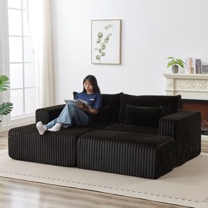 <b>Oversized</b> Square <b>Sectional</b> Lounge Chaise Set No Assembly Required Modern Cloud Plush Loveseat Two Removable Hotel Villa - Product Image 1