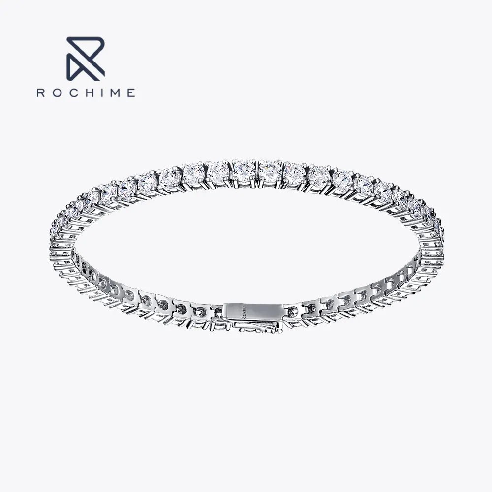 Rochime Vòng Tay Tennis Đá Cubic Zirconia Mạ Vàng Bạc Siêu Sáng Bóng Thời Trang Vòng Tay Trang Sức Tinh Xảo Khắc Được Cho Nữ